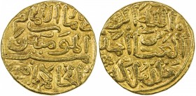 DELHI: Muhammad III, 1325-1351, AV dinar (12.87g), Delhi, AH726, G-D443, anonymous, except for al-Hakim, the Abbasid caliph in Egypt, standard circula...