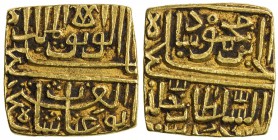 MALWA: Ghiyath Shah, 1469-1500, AV square tanka (10.97g), NM, AH903, G-M67, seems to be an unpublished date for the gold tanka, but common for the sil...