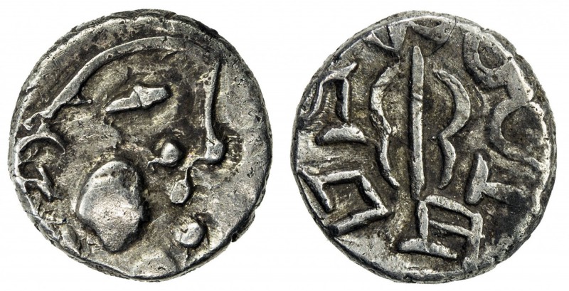 SIND: Prachandendra, ca. 7th century, AR damma (0.51g), Mitch-—, bust right, wit...