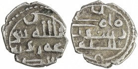 HABBARIDS OF SIND: 'Umar I, ca. 854-875, AR damma (0.55g), A-4527, Fishman-HS3, citing 'Umar only on the obverse, full reverse with crescent above and...