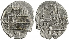 HABBARIDS OF SIND: 'Umar II, fl. 912/913, AR damma (0.54g), A-4536, Fishman-HS11, superb strike, showing crescent at top & annulet at bottom of obvers...