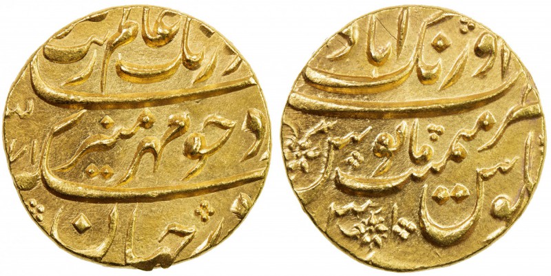 MUGHAL: Aurangzeb, 1658-1707, AV mohur (10.98g), Aurangabad, AH1071 year 3, KM-3...