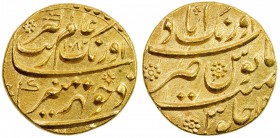 MUGHAL: Aurangzeb, 1658-1707, AV mohur (10.97g), Aurangabad, AH1082 year 14, KM-315.10, magnificent strike, UNC

Estimate: USD 800-1000
