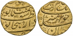 MUGHAL: Aurangzeb, 1658-1707, AV mohur (10.99g), Bijapur, AH1115 year 47, KM-315.15, with mint epithet dar al-zafar, bold strike, choice EF.

Estima...