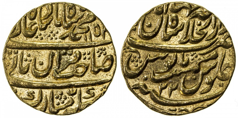 MUGHAL: Muhammad Shah, 1719-1748, AV mohur (10.87g), Shahjahanabad (Delhi), AH11...
