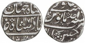 MUGHAL: Shah Jahan III, 1759-1760, AR rupee (10.93g), Hasanabad, AH1174 year one (ahad), KM-475.7, cleaned and somewhat blackened, very rare mint, VF,...