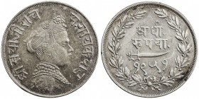 BARODA: Sayaji Rao III, 1875-1938, AR ½ rupee (5.66g), VS1851, Y-35a, EF.

Estimate: USD 150-200