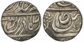 MALER KOTLA: Wazir Khan, 1809-1821, AR rupee (11.00g), "Sahrind ", ND, Cr-—, confirmed by the "whirling " flower on curved stem on left side of the re...