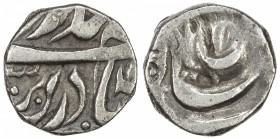MALER KOTLA: Sikandar Ali Khan, 1859-1871, AR ¼ rupee (2.60g), "Sahrind ", ND, Y-1, struck with worn reverse die, F-VF, R, ex Mohun Singh Collection. ...