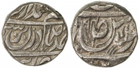PATIALA: Karam Singh, 1813-1845, AR rupee (11.06g), "Sahrind ", VS(18)94, Cr-30. SS-205, cross-like floral personal mark on reverse, VF-EF, ex Mohun S...