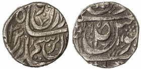 PATIALA: Karam Singh, 1813-1845, AR rupee (11.01g), "Sahrind ", VS[18]95, Cr-30. SS-205, cross-like floral personal mark, with unexplained "32 " on ob...