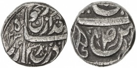 PATIALA: Mahindar Singh, 1862-1876, AR rupee (11.02g), "Sahrind ", ND, Y-3. SS-217, halberd blade personal mark; the number "32 " is unexplained (retr...