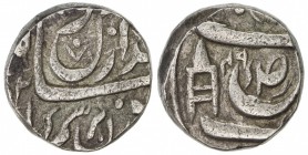 PATIALA: Rajinder Singh, 1876-1900, AR rupee (10.97g), VS[19]49, Y-6. SS-220, katar personal mark, also with the mysterious number 32 on the obverse, ...