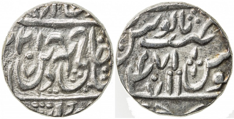 ROHILKHAND: AR rupee (11.05g), "Najibabad ", AH [12]21 year 47, KM-116var, in th...