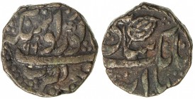 SIKH EMPIRE: AE ¼ nanakshahi anna (7.19g), Amritsar, VS[18]96, KM-5, Herrli-01.13, Persian legends both sides, with the denomination on the reverse pa...