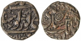 SIKH EMPIRE: AE ¼ nanakshahi anna (7.24g), Amritsar, VS[18]98, KM-5, Herrli-01.13, Persian legends both sides, with the denomination on the reverse pa...