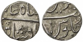 BOMBAY PRESIDENCY: AR ½ rupee (5.76g), Jambusar, year (22), Stv-6.78, in the name of Shah Alam II, with the mace symbol inside the letter S of jalus, ...