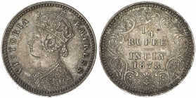 BRITISH INDIA: Victoria, Empress, 1876-1901, AR ¼ rupee, 1878-C, KM-490, AU

Estimate: USD 125-175