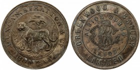 BRITISH INDIA: AE rupee, ND (1905), Duncan, Stratton & Co, Bombay, copper proving piece, DUNCAN STRATTON & CO BOMBAY in outer circle, tiger at center ...