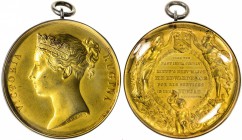 BRITISH INDIA: Victoria, Queen, 1837-1876, gilt AR medal, 1848, Pud-848.1, 46mm, The Edwardes Medal by William Wyon, VICTORIA REGINA around bust of Qu...