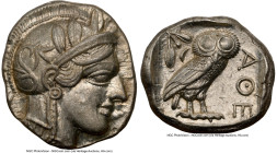 ATTICA. Athens. Ca. 440-404 BC. AR tetradrachm (25mm, 17.25 gm, 4h). NGC Choice AU 5/5 - 5/5. Mid-mass coinage issue. Head of Athena right, wearing ea...