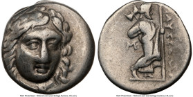 CARIAN SATRAPS. Maussollus (377-353 BC). AR drachm (14mm, 1h). NGC Choice Fine. Head of Apollo facing, turned slightly right, hair parted in center an...