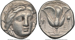 CARIAN ISLANDS. Rhodes. Ca. 316-305 BC. AR tetradrachm (24mm, 15.12 gm, 12h). NGC XF 5/5 - 4/5. Rhodian standard. Head of Helios facing, turned slight...