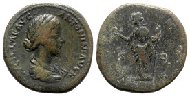 Lucilla (Augusta, 164-182). Æ Sestertius (33.5mm, 22.43g, 12h). Rome, 161-2. Draped bust r. R/ Venus standing l., holding apple and sceptre. RIC III 1...