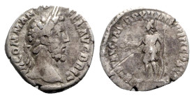 Commodus (177-192). AR Denarius (18mm, 3.21g, 11h). Rome, AD 187. Laureate head r. R/ Virtus standing l., holding Victory in r. hand, l. hand resting ...