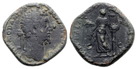 Commodus (177-192). Æ Sestertius (30mm, 20.68g, 6h). Rome, AD 190. Laureate head r. R/ Apollo standing l., head r., holding plectrum and lyre surmount...