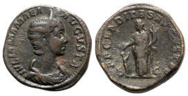 Julia Mamaea (Augusta, 222-235). Æ Sestertius (31mm, 26.13g, 12h). Rome, AD 232. Draped bust r., wearing stephane. R/ Fecunditas standing l., holding ...