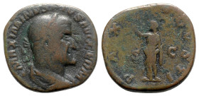 Maximinus I (235-238). Æ Sestertius (30.5mm, 21.06g, 12h). Rome, 236-7. Laureate, draped and cuirassed bust r. R/ Pax standing l., holding olive branc...