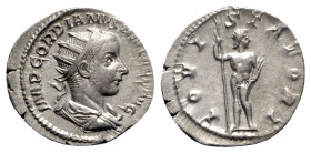 Gordian III (238-244). AR Antoninianus (23mm, 4.92g, 6h). Rome, c. 241-3. Radiate, draped bust r. R/ Jupiter standing r., holding sceptre and thunderb...