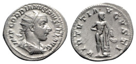 Gordian III (238-244). AR Antoninianus (23mm, 4.36g, 1h). Rome, 241-3. Radiate, draped and cuirassed bust r. R/ Hercules standing r., his r. hand on h...
