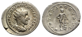 Gordian III (238-244). AR Antoninianus (25mm, 4.24g, 1h). Rome, 241-3. Radiate, draped and cuirassed bust r. R/ Hercules standing r., his r. hand on h...