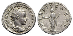 Gordian III (238-244). AR Antoninianus (21.5mm, 4.53g, 12h). Antioch, 239-240. Radiate, draped and cuirassed bust r. R/ Providentia standing l., holdi...