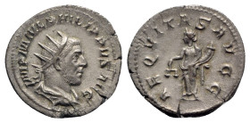 Philip I (244-249). AR Antoninianus (23mm, 3.51g, 1h). Rome, AD 246. Radiate, draped and cuirassed bust r. R/ Aequitas standing l., holding scales and...