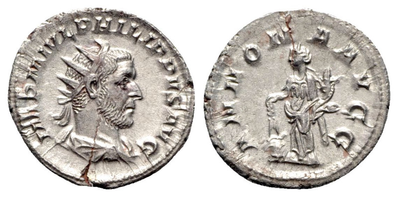Philip I (244-249). AR Antoninianus (23mm, 3.96g, 6h). Rome, 247-9. Radiate, dra...