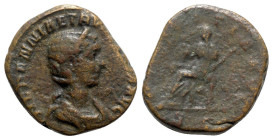 Herennia Etruscilla (Augusta, 249-251). Æ Sestertius (29mm, 17.50g, 12h). Rome, AD 250. Draped bust r., wearing stephane. R/ Pudicitia seated l., draw...