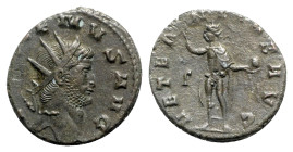 Gallienus (253-268). Antoninianus (20mm, 3.50g, 1h). Rome, 261-2. Radiate head r. R/ Sol, radiate, standing l. with with raised hand and holding globe...