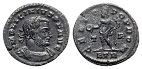 Licinius I (308-324). Æ Follis (21mm, 3.49g, 6h). Treveri, AD 316. Laureate and cuirassed bust r. R/ Genius standing l., holding patera and cornucopia...