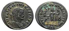 Licinius I (308-324). Æ Follis (25mm, 5.46g, 12h). Siscia, AD 313. Laureate, draped and cuirassed bust r. R/ Jupiter standing l., holding sceptre and ...