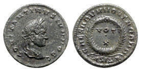 Constantine II (Caesar, 316-337). Æ Follis (19mm, 3.10g, 6h). Siscia, 320-1. Laureate head r. R/ VOT X within wreath; ASIS-star. RIC VII 166. Dark pat...