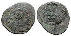 Michael VII Ducas (1071-1078). Æ 40 Nummi (28mm, 5.57g, 6h). Constantinople. Bust of Christ Pantokrator facing; star to l. and r. R/ Crowned bust of M...