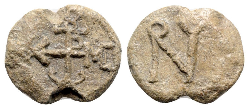Byzantine Pb Seal, c. 7th-12th century (24mm, 10.04g, 12h). Cruciform monogram. ...