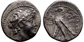 PHOENICIA: Tyre - Demetrius II Nikator (Seleukid King: 144 – 138 BC and 129-126 BC ) Tetradrachm (Shekel ) Minted Year: 184 (128 BC) Obverse: Draped b...