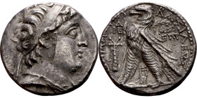 PHOENICIA: Tyre - Demetrius II Nikator (Seleukid King: 144 – 138 BC and 129-126 BC ) Tetradrachm (Shekel ) Minted Year: 185 (127 BC) Obverse: Draped b...