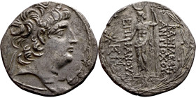 Antiochus VIII Grypus (Seleukid King: 125-96 BC) Akka. AR Tetradrachm. Uncertain Mint Obv: Diademed head of Antiochus VIII right Rev: BAΣΙΛΕΩΣ ANTIOXO...