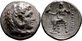 Philip III Arrhidaios (King of Macedonia: 323-317 BC) AR Tetradrachm Obverse: Head of Herakles right, wearing lion skin Reverse: ΦIΛIΠΠOY, Zeus Aetoph...