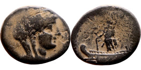 PHOENICIA: Tyre - Autonomy Issue (126 – 65 BC ) Bronze coin Obverse: Bust of Tyche Reverse: Astarte standing left on prow galley

20mm 4.96g

Arti...
